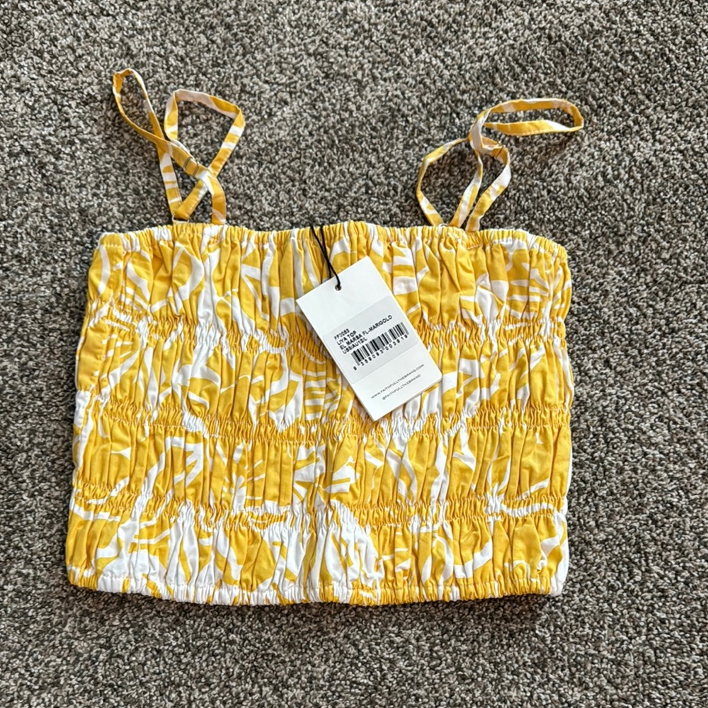 Faithful the Brand, Yellow and White Smocked Women's Top, size 8